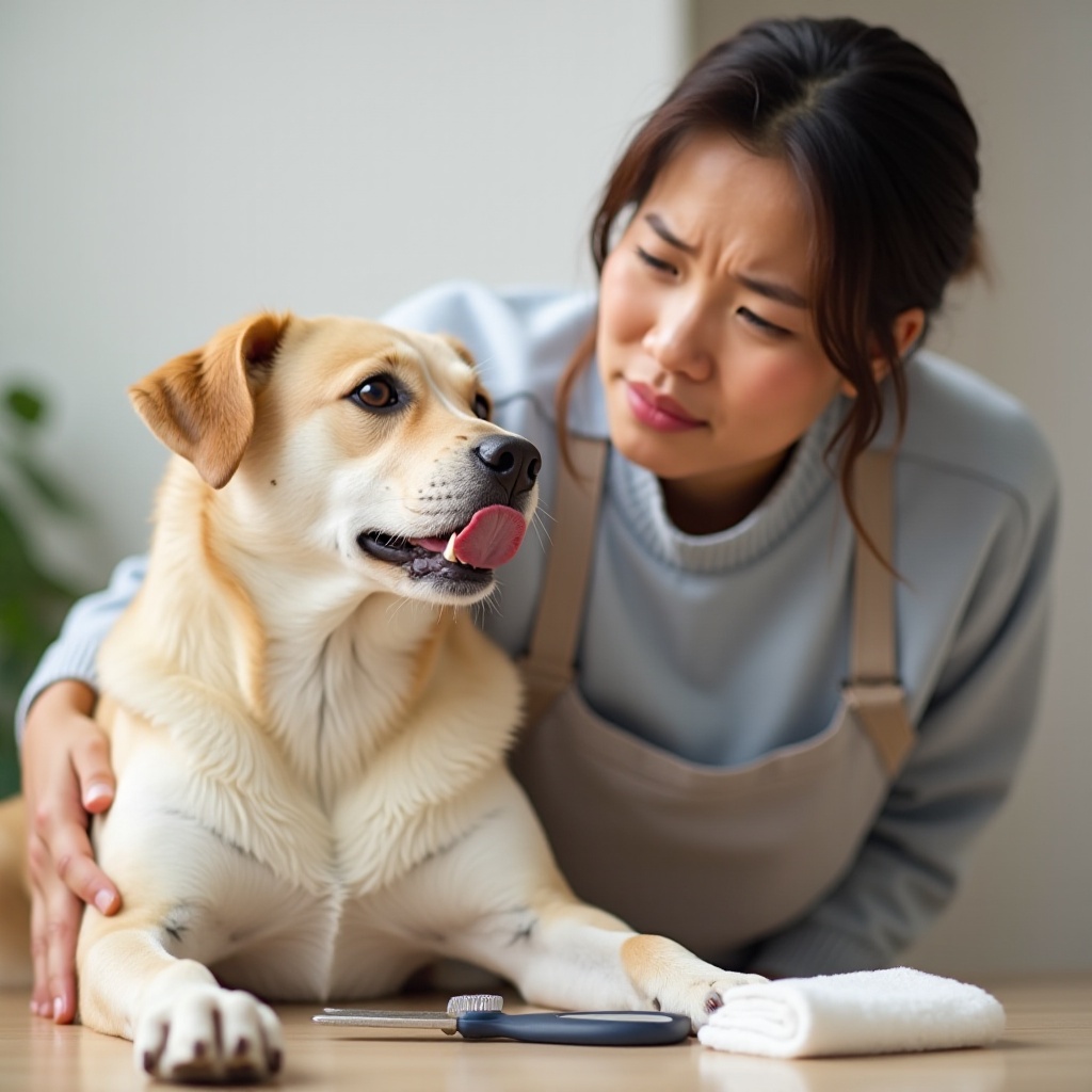 Hund leckt nach der Pflege weiter am Anus