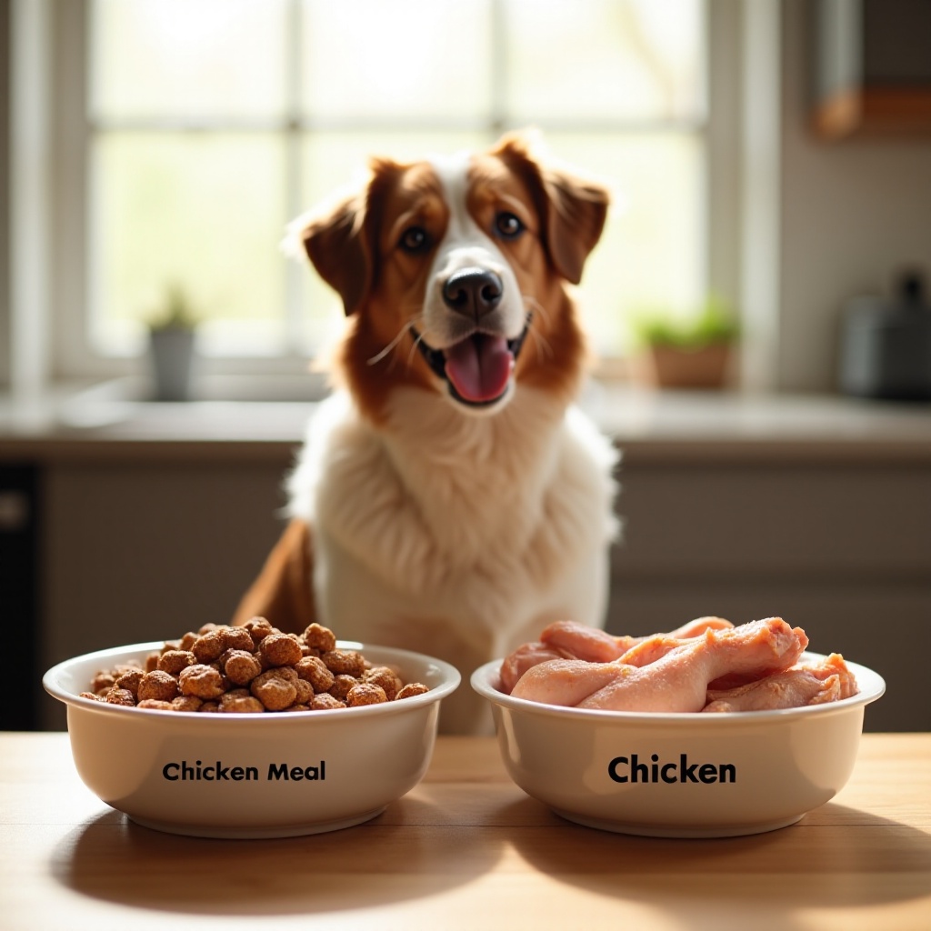 Hühnchenmahlzeit vs Hühnchen im Hundefutter