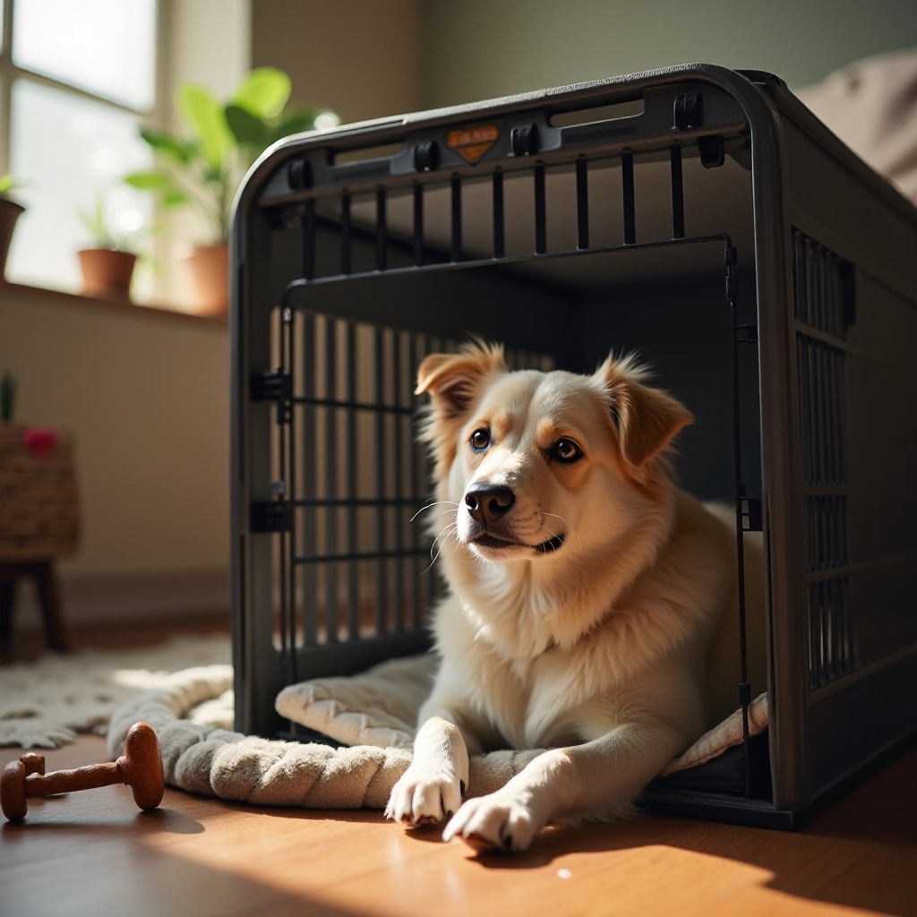 você pode treinar um cachorro mais velho a usar uma caixa