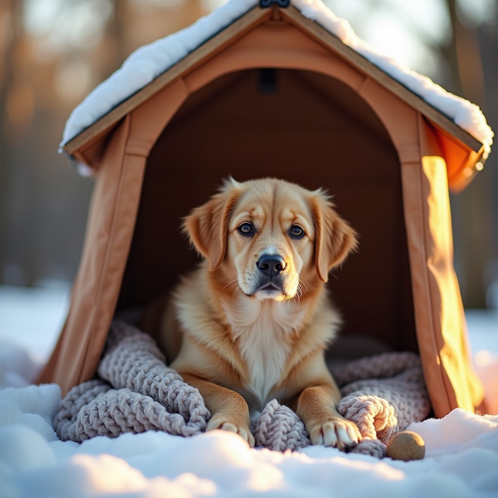 wie man einen Hund in einem Außenzwinger warm hält